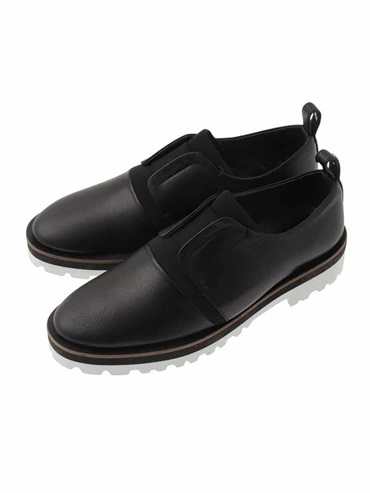 中央鬆緊牛皮套腳鞋[日本製](黑色(94)/38)