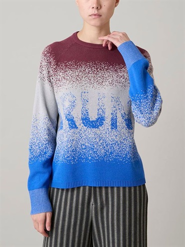 漸層字母提花針織套頭衫