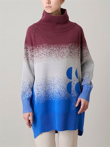 漸層提花針織長版上衣(海軍藍(57)/38)