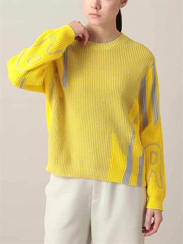 LOGO設計經編針織上衣(黃色(25)/38)