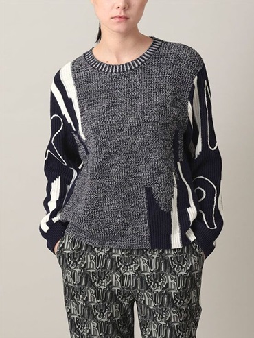 LOGO設計經編針織上衣(海軍藍(57)/38)