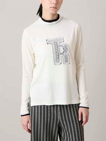 鏤空刺繡標誌暖感針織上衣(白色(90)/38)