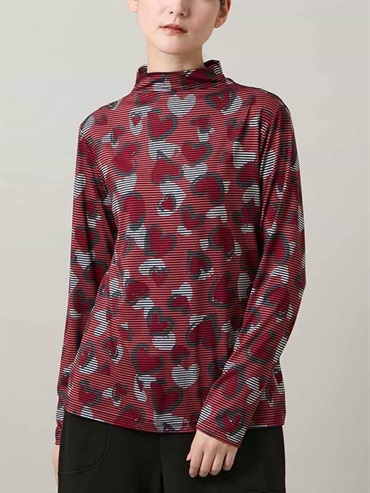 愛心動物圖樣條紋套頭衫(玫紅色(05)/38)