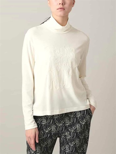 亮片刺繡LOGO設計針織上衣[日本製](白色(90)/38)