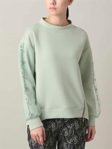 網紗刺繡袖設計針織上衣(淺綠色(30)/38)