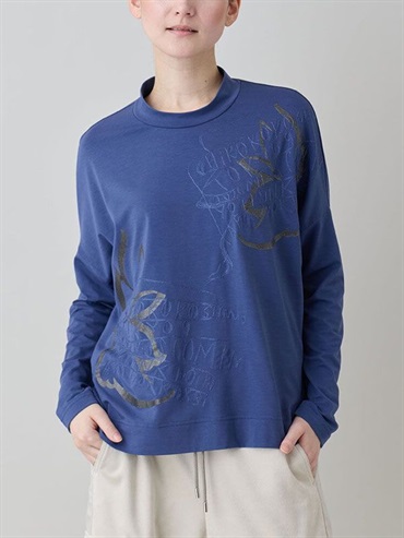 拼貼圖案彈性天竺套頭上衣[日本製](海軍藍(57)/38)