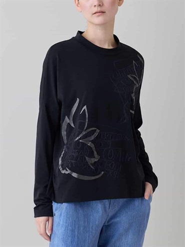 拼貼圖案彈性天竺套頭上衣[日本製](黑色(94)/38)