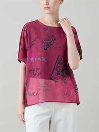 丹寧風藝術印花上衣[日本製]