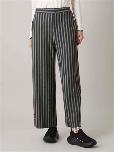 下擺鈕扣條紋輕鬆長褲(深灰色(93)/38)