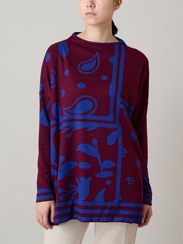 幾何佩斯利方塊剪裁長版上衣