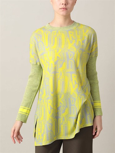 LOGO 印花拼接羅紋長版上衣[日本製]