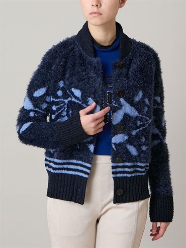 提花針織開襟衫(藍色(55)/38)