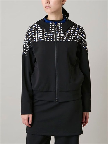 小圓點拼接設計連帽外套(黑色(94)/38)