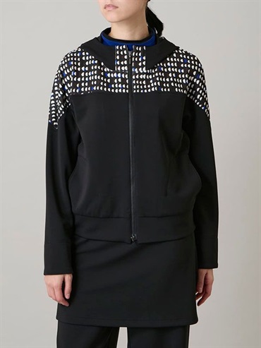 小圓點拼接設計連帽外套