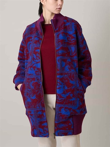 幾何Paisley緹花針織大衣(藍色(55)/38)